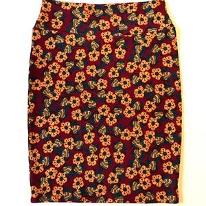 LuLaRoe Pencil Skirt XL, Retro Floral- Slip On